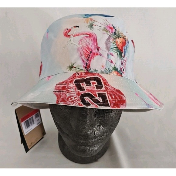 NWT Nike Jordan Reversible Bucket Men's Large Hat White Miami Vibes HV1096-133 - Picture 1 of 7